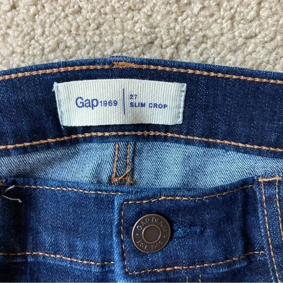Gap Slim Crop Women’s Denim Jeans Sz 27 Dark Blue Wash Office Casual Capsule - Picture 3 of 5